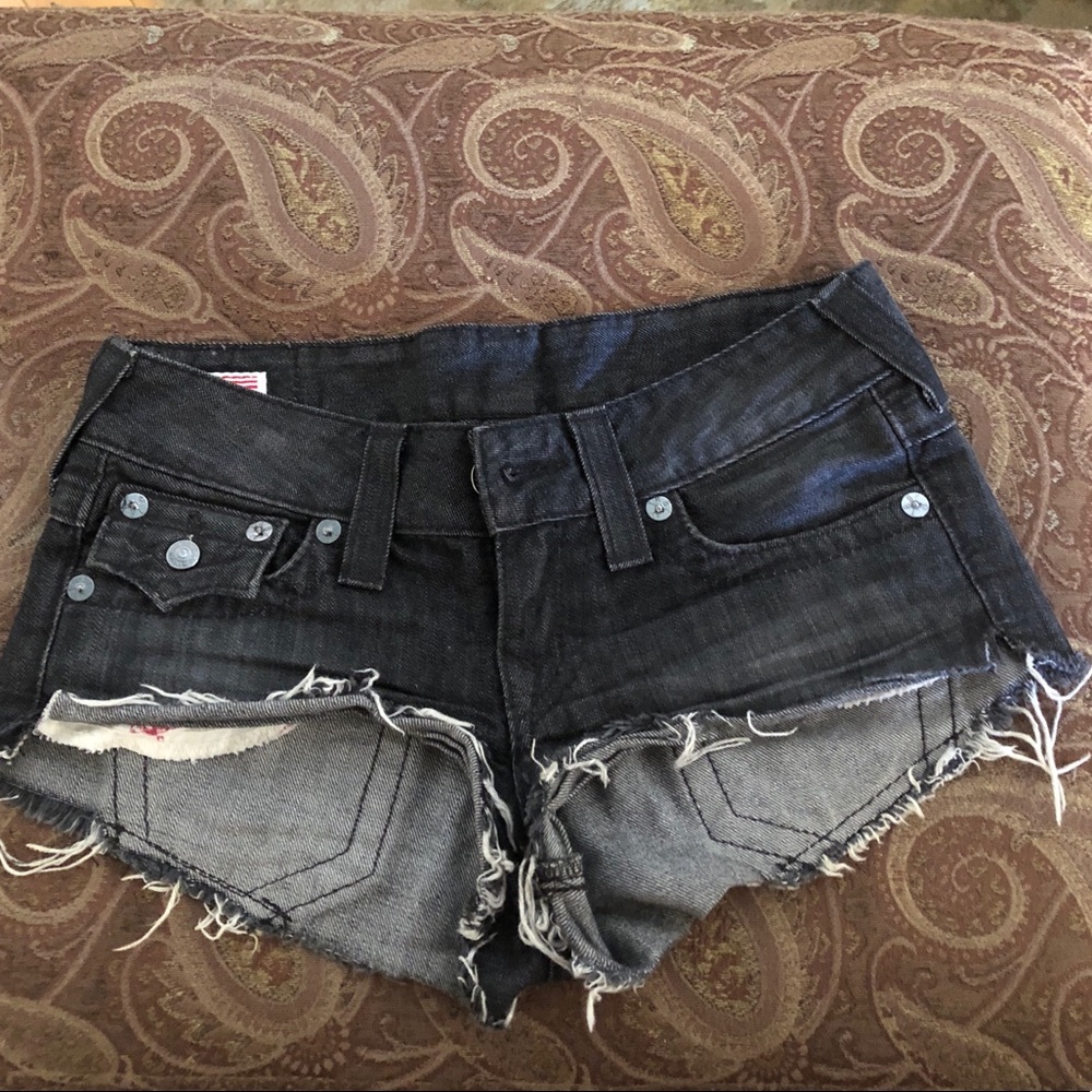 True religion black jean shorts